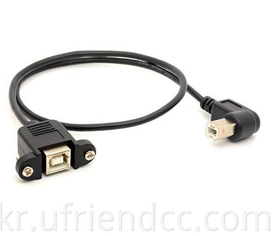 Dongguan 공장 프린터 확장 케이블 USB 90도 소켓 직각 스캐너 USB B 패널 마운트
